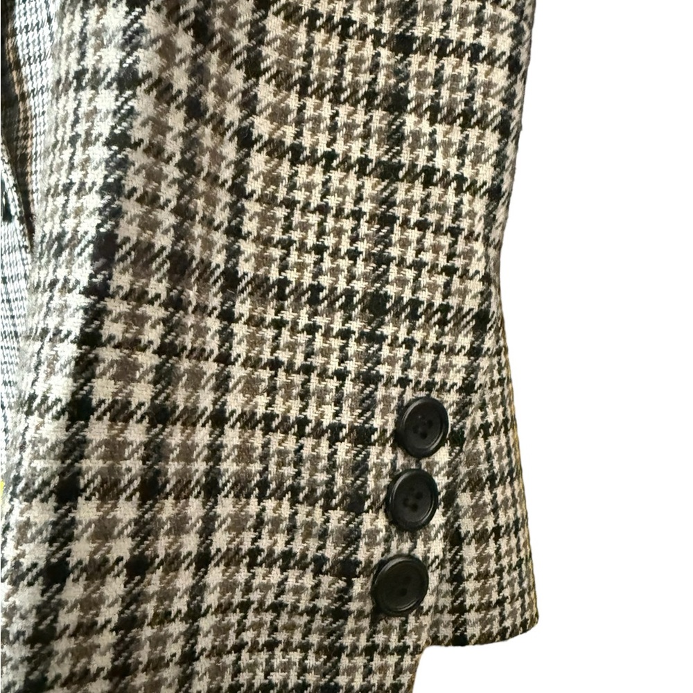 Vintage Peabody House Houndstooth Wool Blend Blazer Jacket Brown Beige Size 14 - Picture 10 of 14